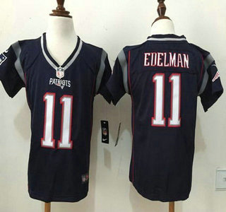 Toddler New England Patriots #11 Julian Edelman Navy Blue Team Color 2015 NFL Nike Game Jersey