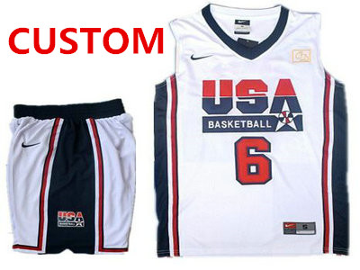 Custom USA Basketball Retro 1992 Olympic Dream Team White Basketball Suit