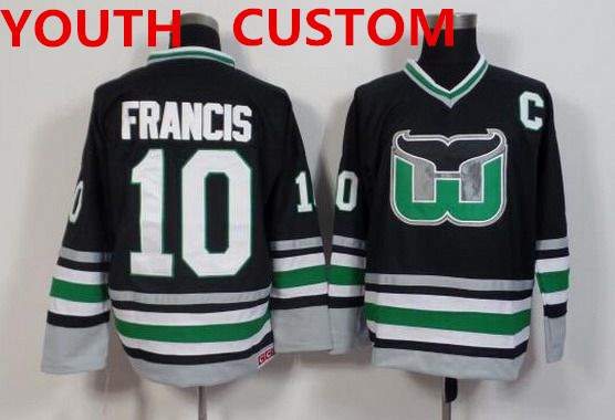 Youth Hartford Whalers Mens Customized Black Throwback Jersey
