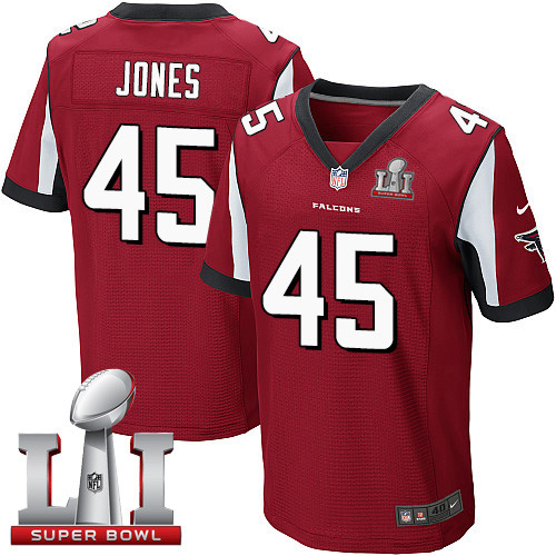 Nike Falcons #45 Deion Jones Red Team Color Super Bowl LI 51 Men's Stitched NFL Elite Jersey