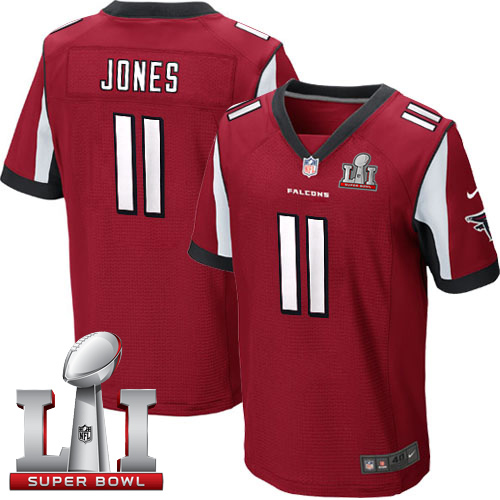 Nike Falcons #11 Julio Jones Red Team Color Super Bowl LI 51 Men's Stitched NFL Elite Jersey