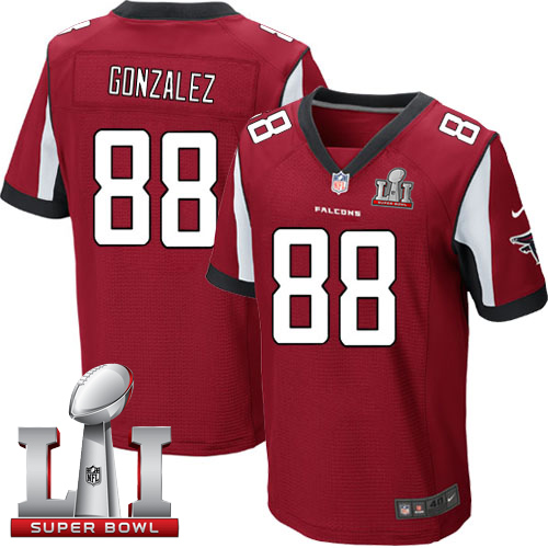Nike Falcons #88 Tony Gonzalez Red Team Color Super Bowl LI 51 Men's Stitched NFL Elite Jersey