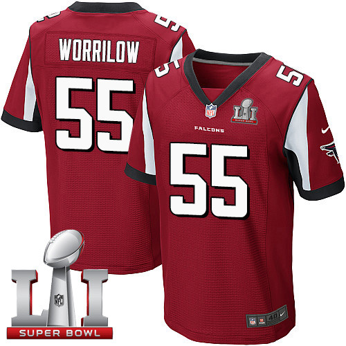 Nike Falcons #55 Paul Worrilow Red Team Color Super Bowl LI 51 Men's Stitched NFL Elite Jersey