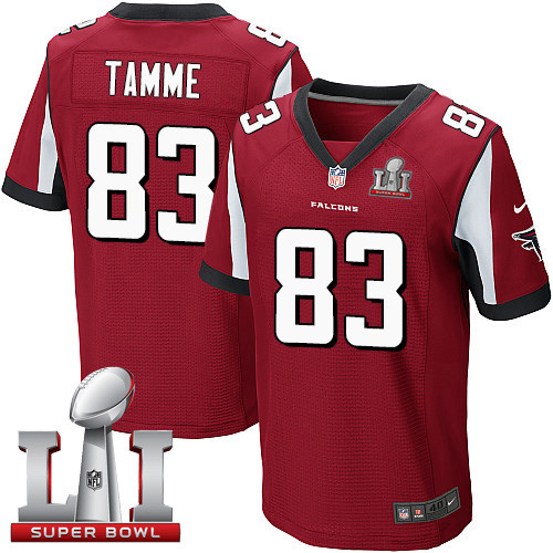 Nike Falcons #83 Jacob Tamme Red Team Color Super Bowl LI 51 Men's Stitched NFL Elite Jersey