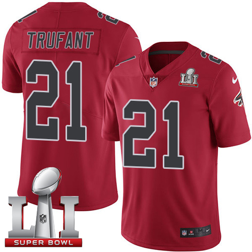 Nike Falcons #21 Desmond Trufant Red Super Bowl LI 51 Men's Stitched NFL Limited Rush Jersey