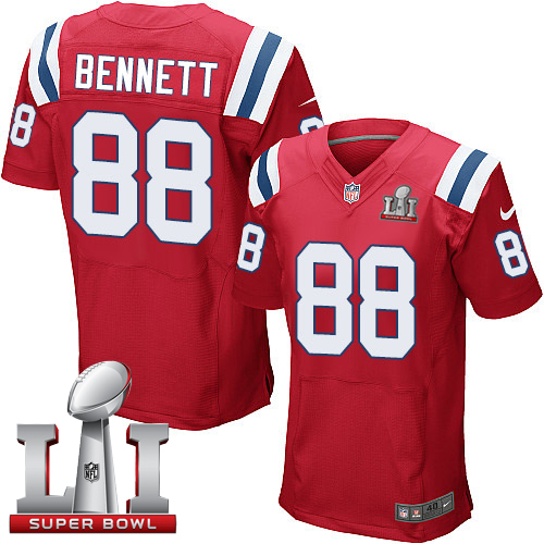 Nike Patriots #88 Martellus Bennett Red Alternate Super Bowl LI 51 Men's Stitched NFL Elite Jersey