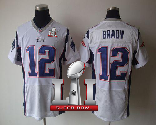 Nike Patriots #12 Tom Brady White Super Bowl LI 51 Men's Stitched NFL Elite Jersey