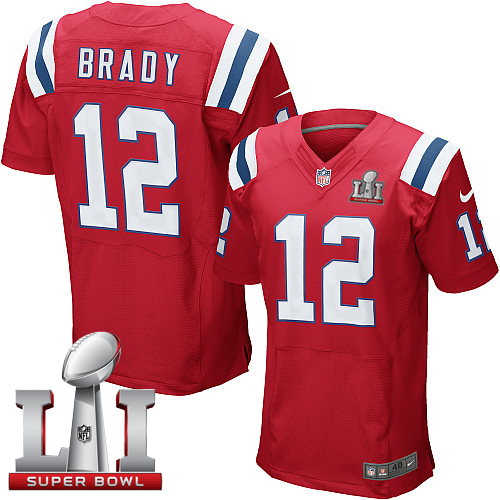 Nike Patriots #12 Tom Brady Red Alternate Super Bowl LI 51 Men's Stitched NFL Elite Jersey