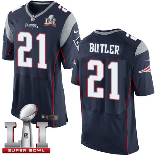 Nike Patriots #21 Malcolm Butler Navy Blue Team Color Super Bowl LI 51 Men's Stitched NFL New Elite Jersey