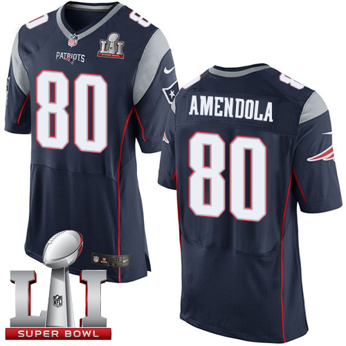 Nike Patriots #80 Danny Amendola Navy Blue Team Color Super Bowl LI 51 Men's Stitched NFL New Elite Jersey