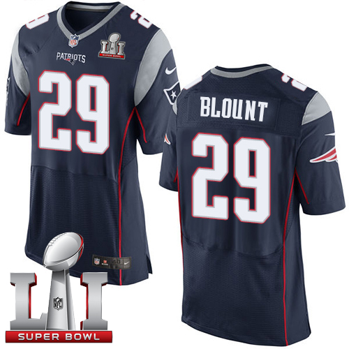 Nike Patriots #29 LeGarrette Blount Navy Blue Team Color Super Bowl LI 51 Men's Stitched NFL New Elite Jersey