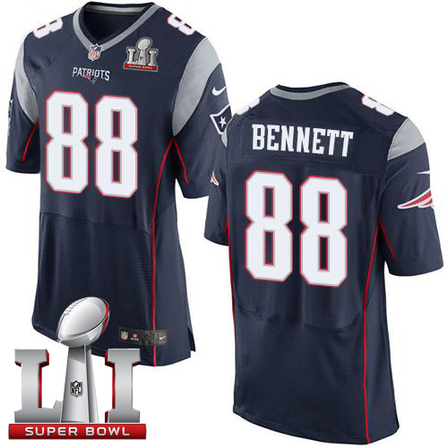 Nike Patriots #88 Martellus Bennett Navy Blue Team Color Super Bowl LI 51 Men's Stitched NFL Elite Jersey