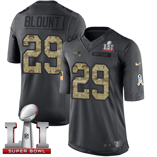 Nike Patriots #29 LeGarrette Blount Black Super Bowl LI 51 Men's Stitched NFL Limited 2016 Salute To Service Jersey