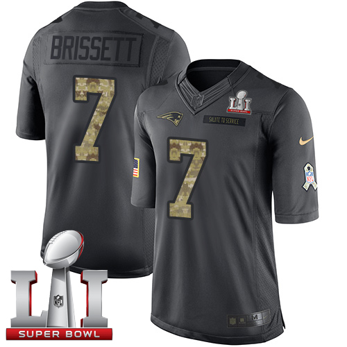 Nike Patriots #7 Jacoby Brissett Black Super Bowl LI 51 Men's Stitched NFL Limited 2016 Salute To Service Jersey