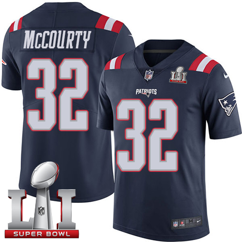Nike Patriots #32 Devin McCourty Navy Blue Super Bowl LI 51 Men's Stitched NFL Limited Rush Jersey