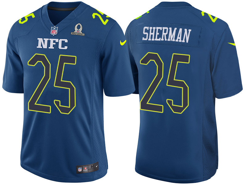 2017 Pro Bowl NFC Seattle Seahawks 25 Richard Sherman Navy Game Jersey