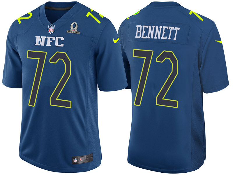 2017 Pro Bowl NFC Seattle Seahawks 72 Michael Bennett Navy Game Jersey