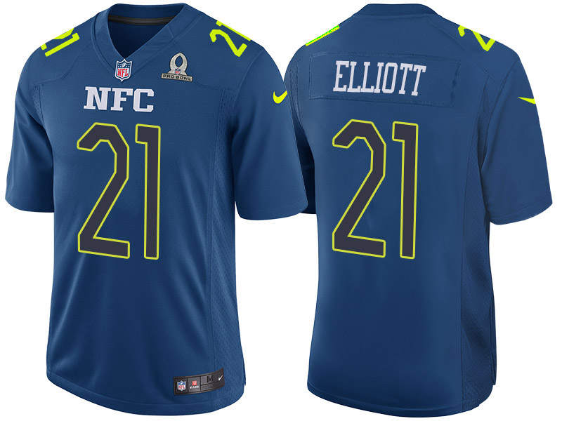 2017 Pro Bowl NFC Dallas Cowboys 21 Ezekiel Elliott Navy Game Jersey