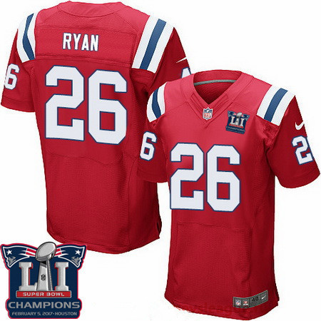 Men's New England Patriots #26 Logan Ryan Red 2017 Super Bowl LI Champions Patch Stitched NFL Nike Elite Jersey