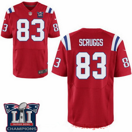 Men's New England Patriots #83 Greg Scruggs Red 2017 Super Bowl LI Champions Patch Stitched NFL Nike Elite Jersey