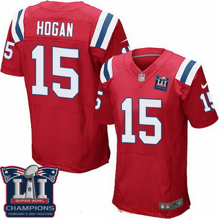 Men's New England Patriots #15 Chris Hogan Red 2017 Super Bowl LI Champions Patch Stitched NFL Nike Elite Jersey