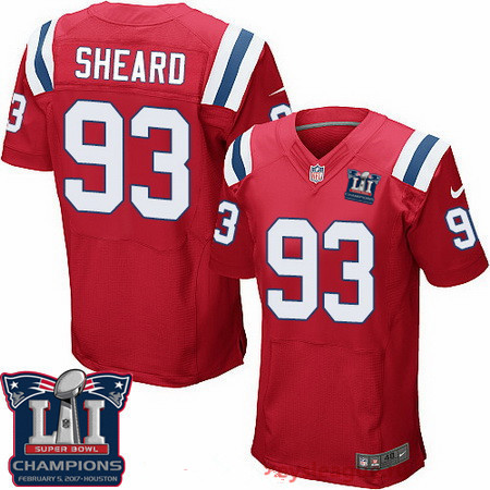 Men's New England Patriots #93 Jabaal Sheard Red 2017 Super Bowl LI Champions Patch Stitched NFL Nike Elite Jersey
