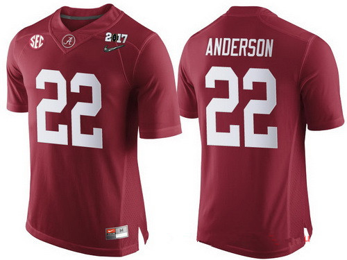 Men's Alabama Crimson Tide #22 Ryan Anderson Red 2017 Championship Game Patch Stitched CFP Nike Limited Jersey