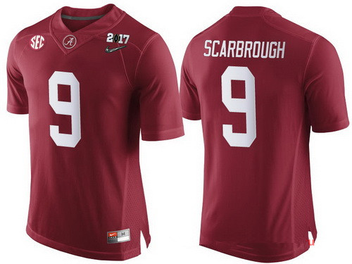 Men's Alabama Crimson Tide #9 Bo Scarbrough Red 2017 Championship Game Patch Stitched CFP Nike Limited Jersey