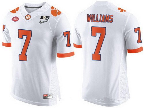 Men's Clemson Tigers #7 Mike Williams White 2017 Championship Game Patch Stitched CFP Nike Limited Jersey