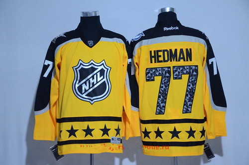 Men's Atlantic Division Tampa Bay Lightning #77 Victor Hedman Reebok Yellow 2017 NHL All-Star Stitched Ice Hockey Jersey