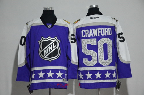 Men's Central Division Chicago Blackhawks #50 Corey Crawford Reebok Purple 2017 NHL All-Star Stitched Ice Hockey Jersey