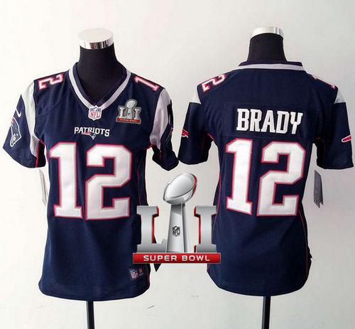 Women's Nike New England Patriots #12 Tom Brady Navy Blue Team Color Super Bowl LI 51 Stitched NFL New Elite Jersey