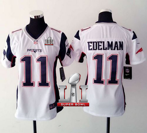 Women's Nike New England Patriots #11 Julian Edelman White Super Bowl LI 51 Stitched NFL New Elite Jersey