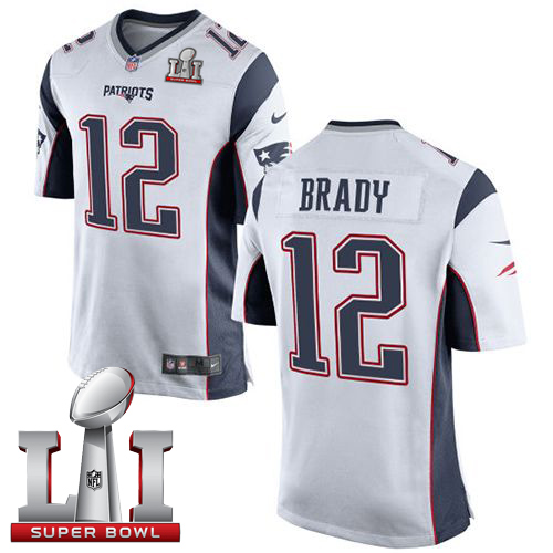 Youth Nike New England Patriots #12 Tom Brady White Super Bowl LI 51 Stitched NFL New Elite Jersey