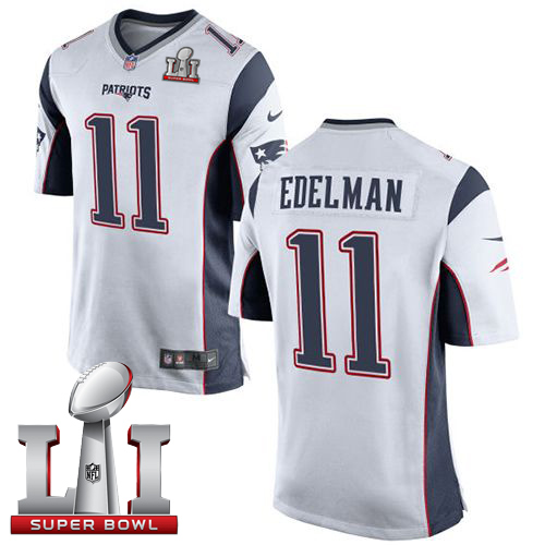 Youth Nike New England Patriots #11 Julian Edelman White Super Bowl LI 51 Stitched NFL New Elite Jersey