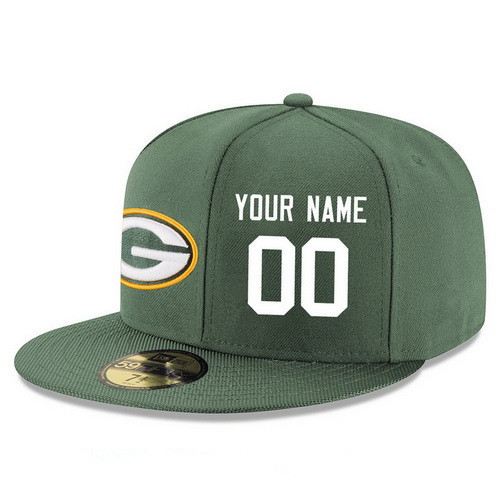 Green Bay Packers Custom Snapback Cap NFL Player Green with White Number Stitched Hat