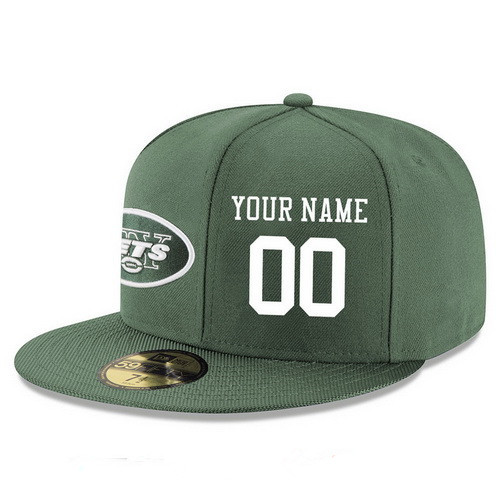 New York Jets Custom Snapback Cap NFL Player Green with White Number Stitched Hat