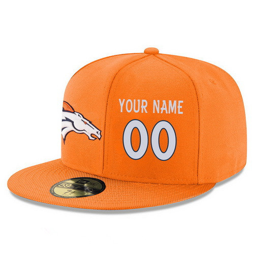 Denver Broncos Custom Snapback Cap NFL Player Orange with White Number Stitched Hat