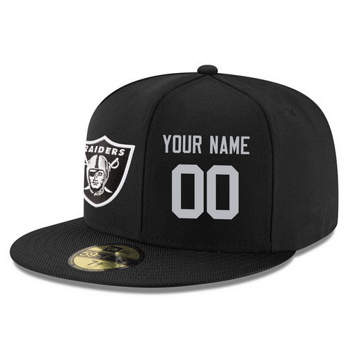Oakland Raiders Custom Snapback Cap NFL Player Black with Silver Number Stitched Hat