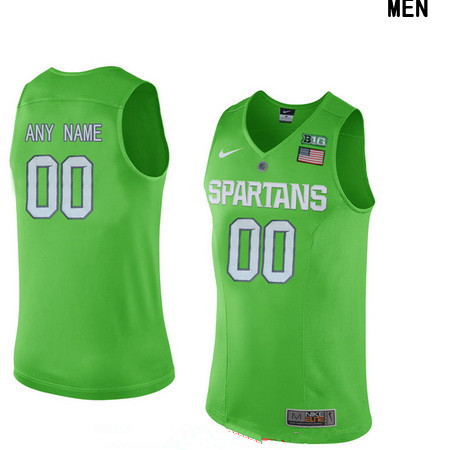 Youth Michigan State Spartans Custom Nike College Basketball Authentic Jersey - Apple Green