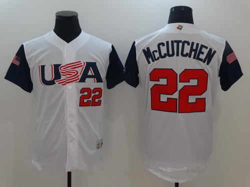 Men's Team USA Baseball Majestic #22 Andrew McCutchen White 2017 World Baseball Classic Stitched Authentic Jersey