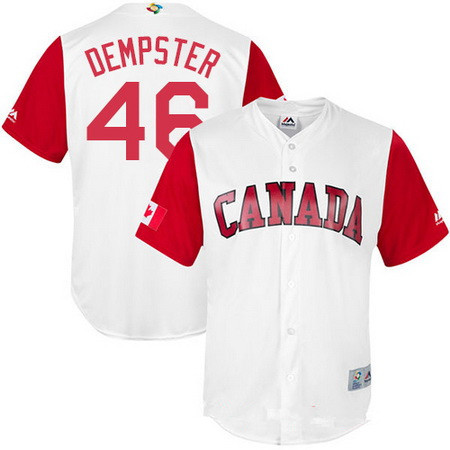 Men's Team Canada Baseball Majestic #46 Ryan Dempster White 2017 World Baseball Classic Stitched Replica Jersey