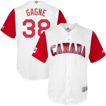 Men's Team Canada Baseball Majestic #38 Eric Gagne White 2017 World Baseball Classic Stitched Replica Jersey