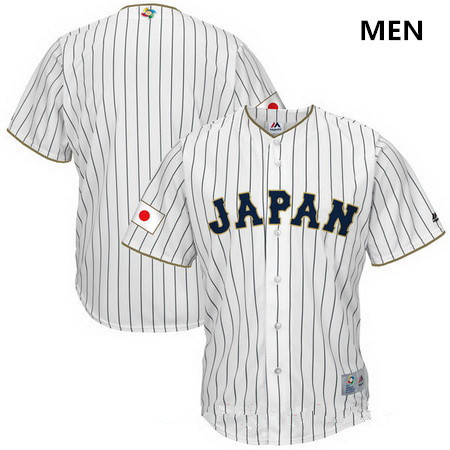 Men's Japan Baseball Majestic White 2017 World Baseball Classic Blank Team Jersey