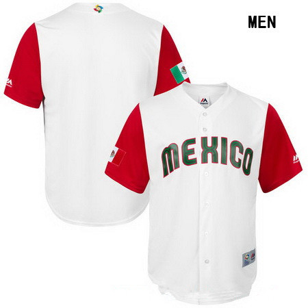 Men's Mexico Baseball Majestic White 2017 World Baseball Classic Blank Alternate Jersey