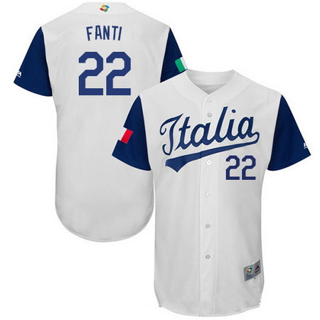 Men's Team Italy Baseball Majestic #22 Nick Fanti White 2017 World Baseball Classic Stitched Authentic Jersey