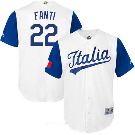 Men's Team Italy Baseball Majestic #22 Nick Fanti White 2017 World Baseball Classic Stitched Replica Jersey