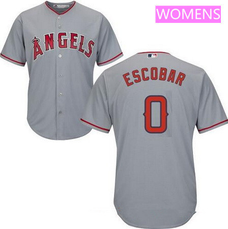 Women's Los Angeles of Anaheim #0 Yunel Escobar Gray Road Stitched MLB Majestic Cool Base Jersey