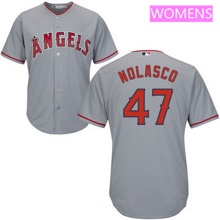 Women's Los Angeles of Anaheim #47 Ricky Nolasco Gray Road Stitched MLB Majestic Cool Base Jersey
