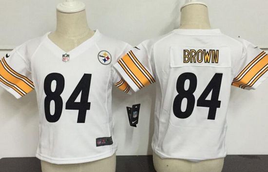 Toddler Pittsburgh Steelers #84 Antonio Brown White Road Stitched NFL Nike Game Jersey